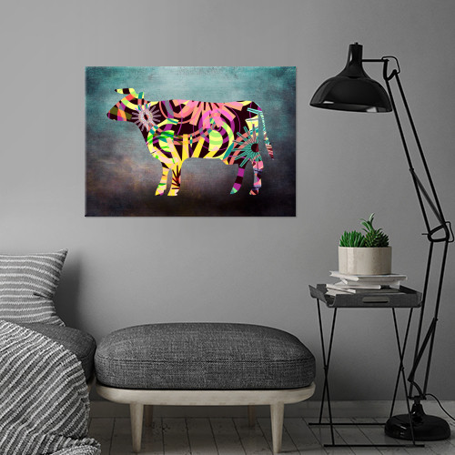 Title: COW - P3A Mixed Media /... by Pia Schneider | Displate