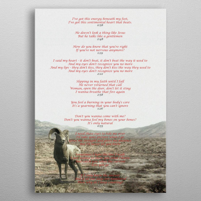 Selected Lyrics From The Secon Music Poster Print Metal