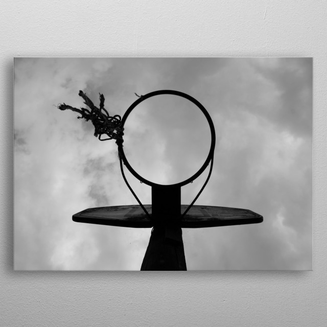 Old Basketball Hoop In The Bac Sport Poster Print Metal