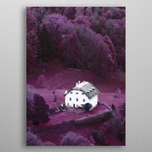 A White Cottage Contrasts Agai Landscapes Poster Print Metal