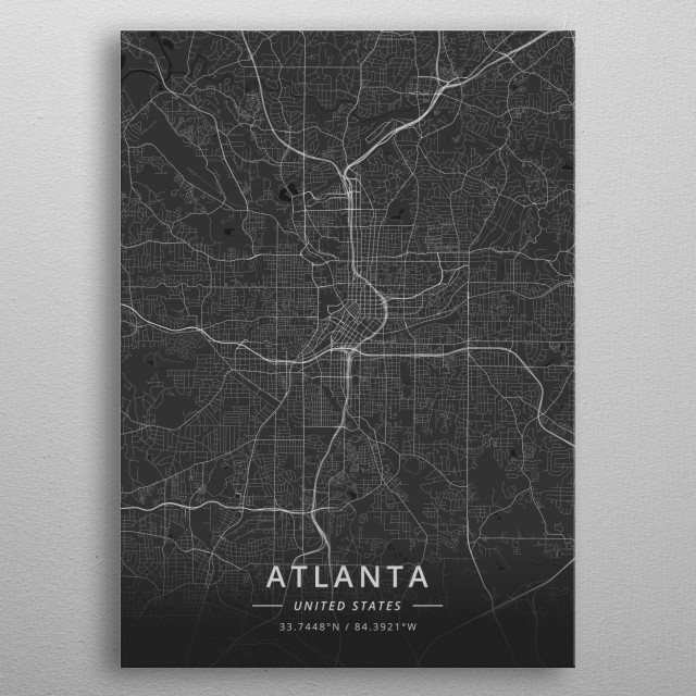 Atlanta United States By Designer Map Art Metal Posters - 