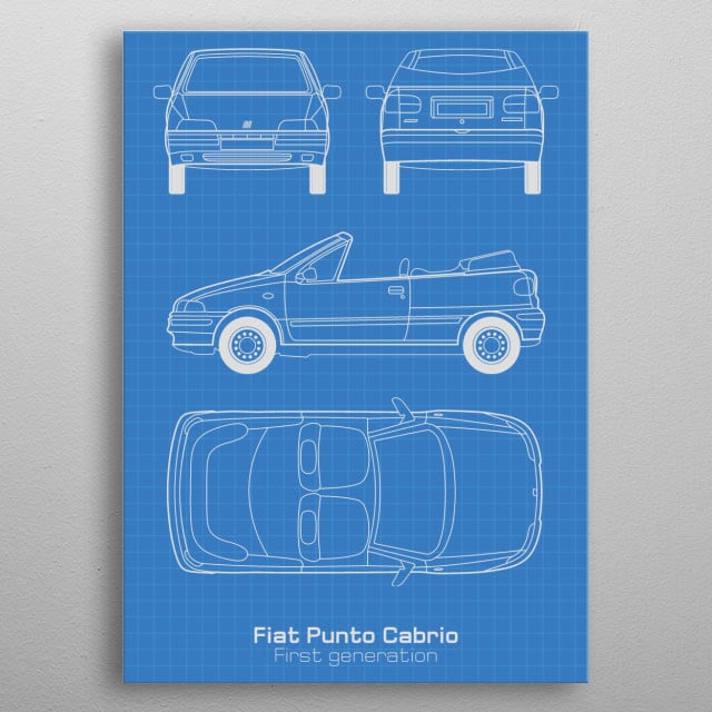 Fiat Punto Cabrio By Aleksandras Palivonas Metal Posters - 