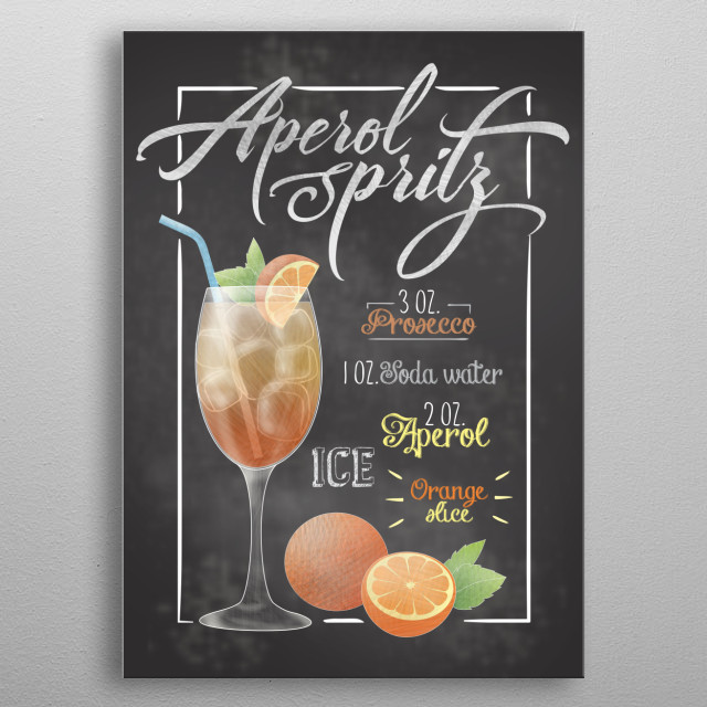 Aperol Spritz Cocktail Bar Food And Kitchen Poster Print Metal Posters Displate 1767