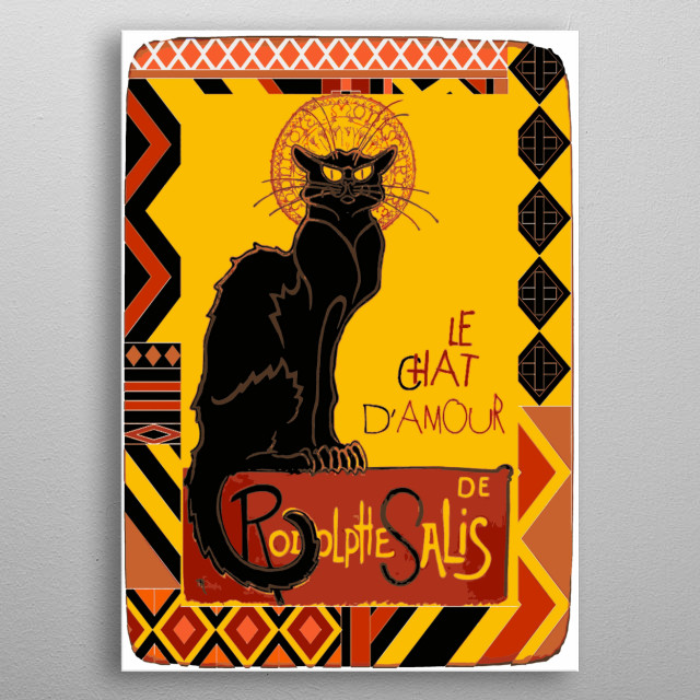 Le Chat Noir Damour Text Art Poster Print Metal Posters