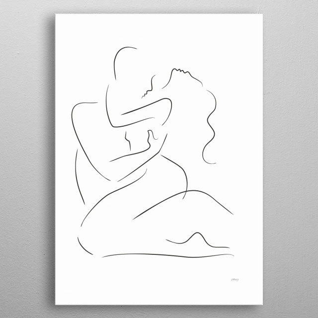 Erotic Sex Sketch For Bedr Minimalistic Poster Print Metal