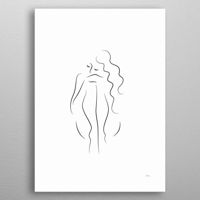 Cute Sitting Nude Minimalistic Poster Print Metal Posters Displate