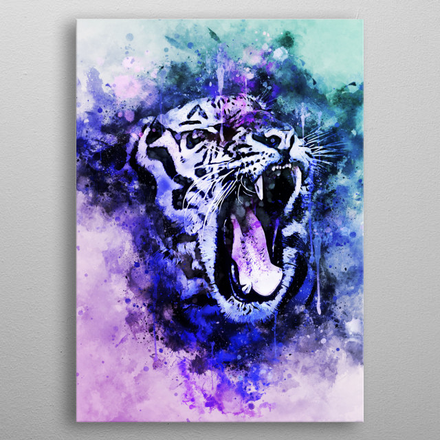Cool Tiger Roar Poster in Digital Watercolor Painting style for your home decoration. It's good to beautifying your house metal poster