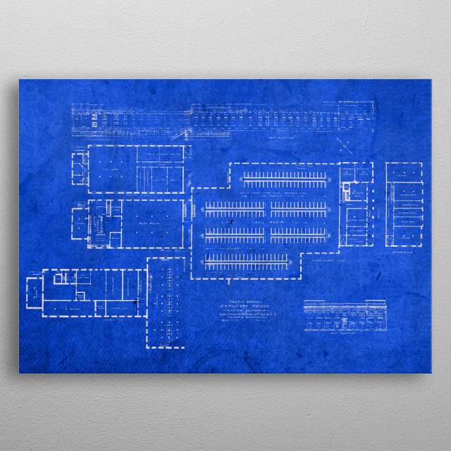 Alcatraz Prison Blueprints Vintage Posters Poster Print