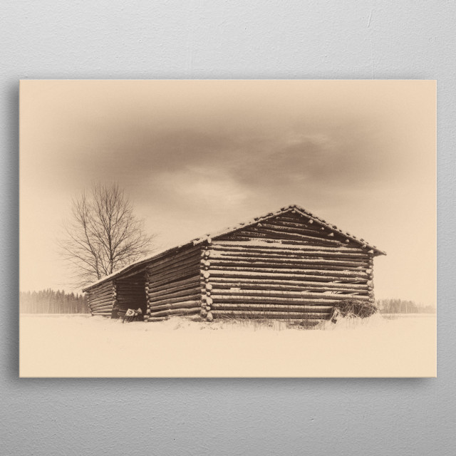 Retro Barn House Minimalistic Poster Print Metal Posters Displate