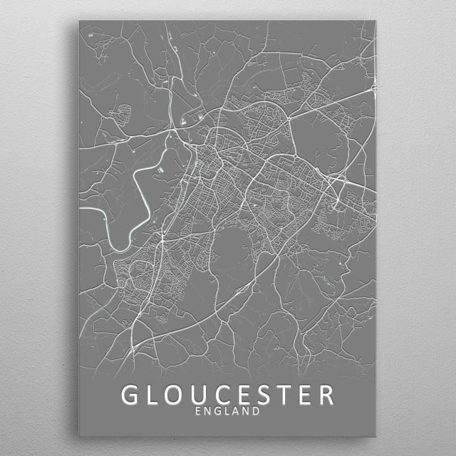 Gloucester England Map Maps Poster Print Metal Posters