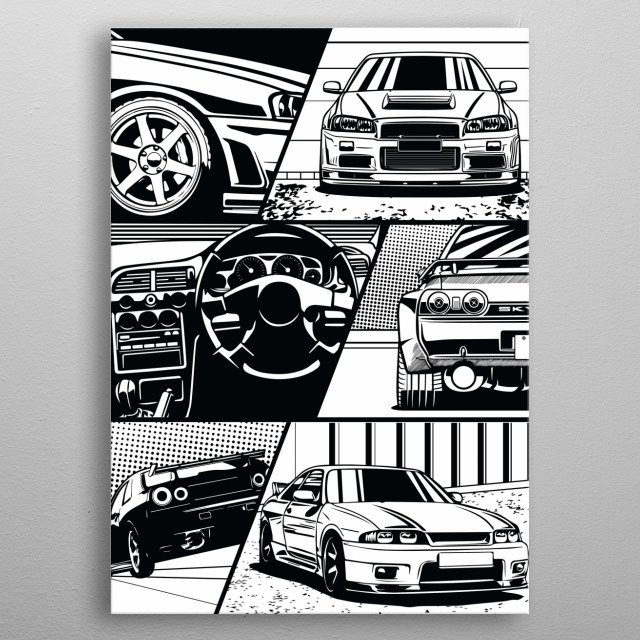 Skyline R34 Cars Poster Print Metal Posters Displate