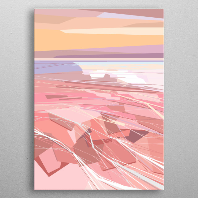 Geometric Pink Lake Lagoon Pop Art Poster Print Metal