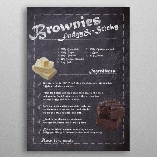 Recipe Brownie Food Amp Kitchen Poster Print Metal Posters