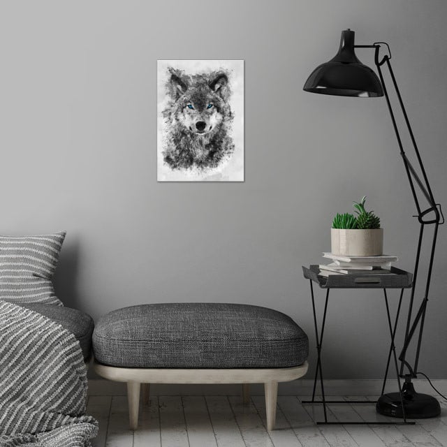 Grey Wolf Blue eyes by SyanArt | metal posters - Displate